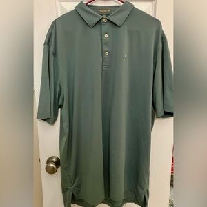 Peter Millar Summer Comfort XL Green Gray Striped Short Sleeve Golf Polo Shirt